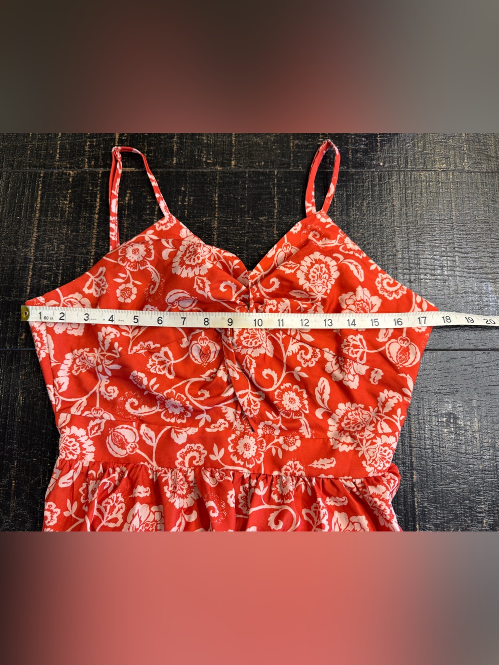Orange Floral Twist front Maxi Dress - Picture 8 of 8